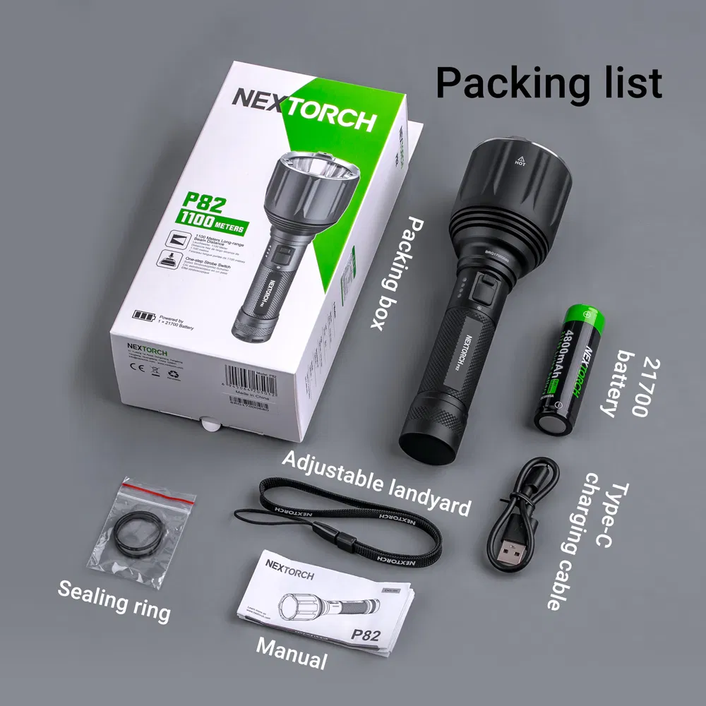 1100 Meter 1200 Lumen Hunting Torch Linternas Nextorch P82 Super Long Distance for Searching for Hunting Weapons