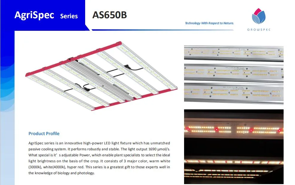 650W Aluminum High Power LED Grow Light for Vertical Farm Horticultural