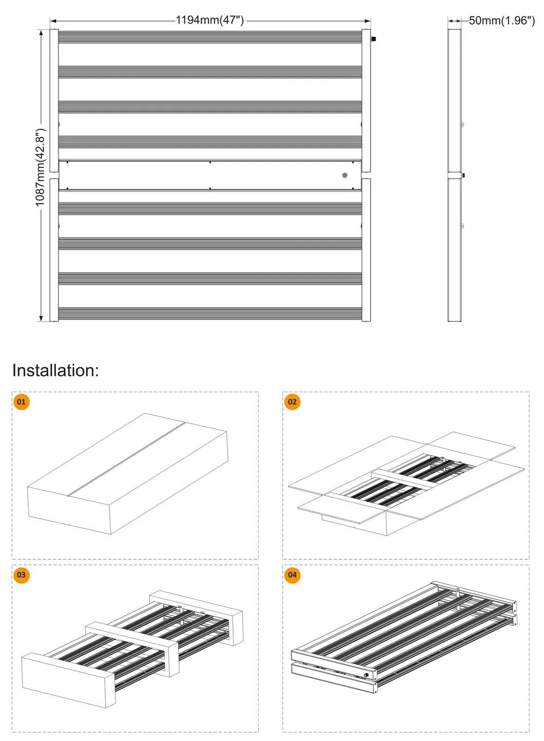 BLE 180 Degree Foldable 880W Dimmable LED Grow Light Rj14 Port