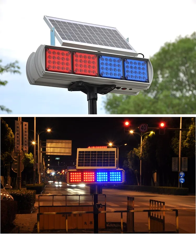Double Flash Road Warning Lights LED Strobe Light with Solar Panel