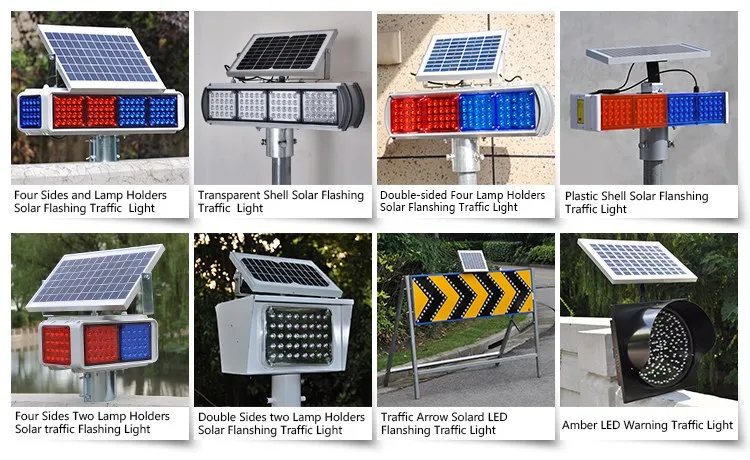 Double Flash Road Warning Lights LED Strobe Light with Solar Panel