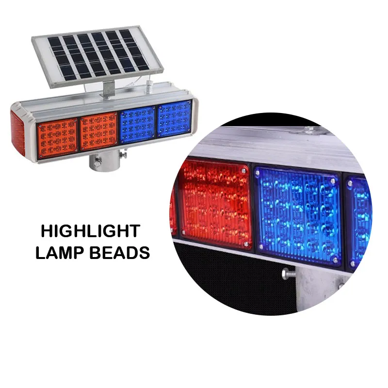 Highway Safety Blue and Red LED 4 Sets Blinker Warning Solar Traffic Light