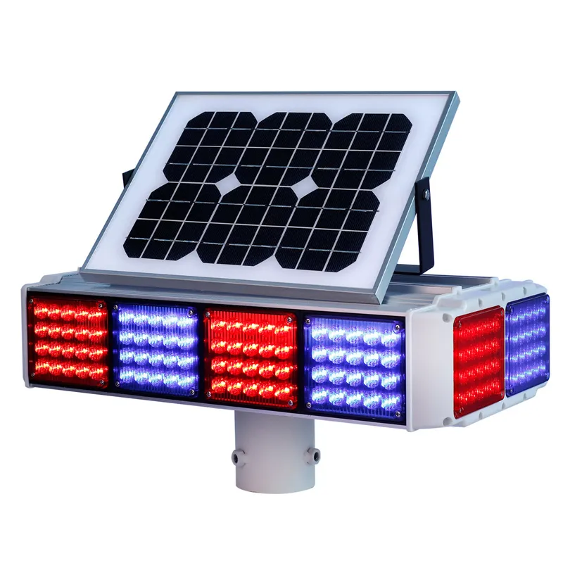 Highway Safety Blue and Red LED 4 Sets Blinker Warning Solar Traffic Light