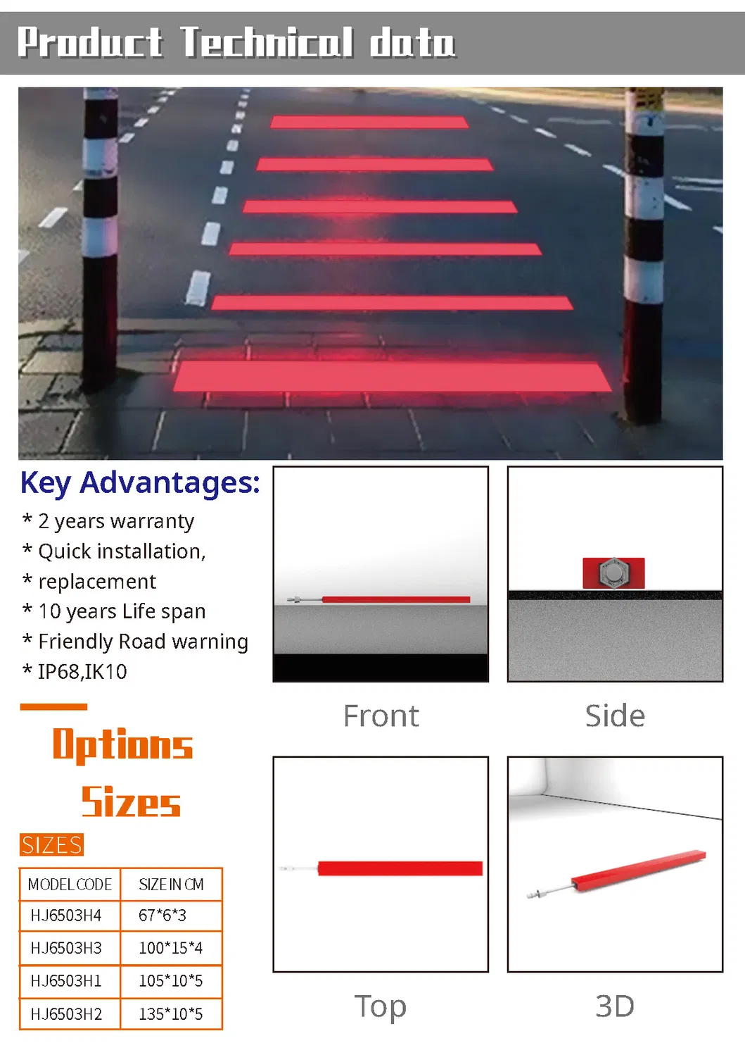 IP67 RGY Smart Pedestrian Traffic Signal LED Zebra Crossing Light