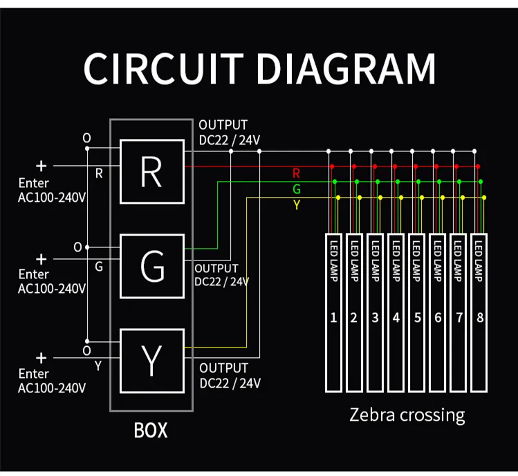 LED Pedestrian Crossing IP67 Smart RGY Zebra Crossing Buried Light Intelligent Pedestrian Crossing Sign