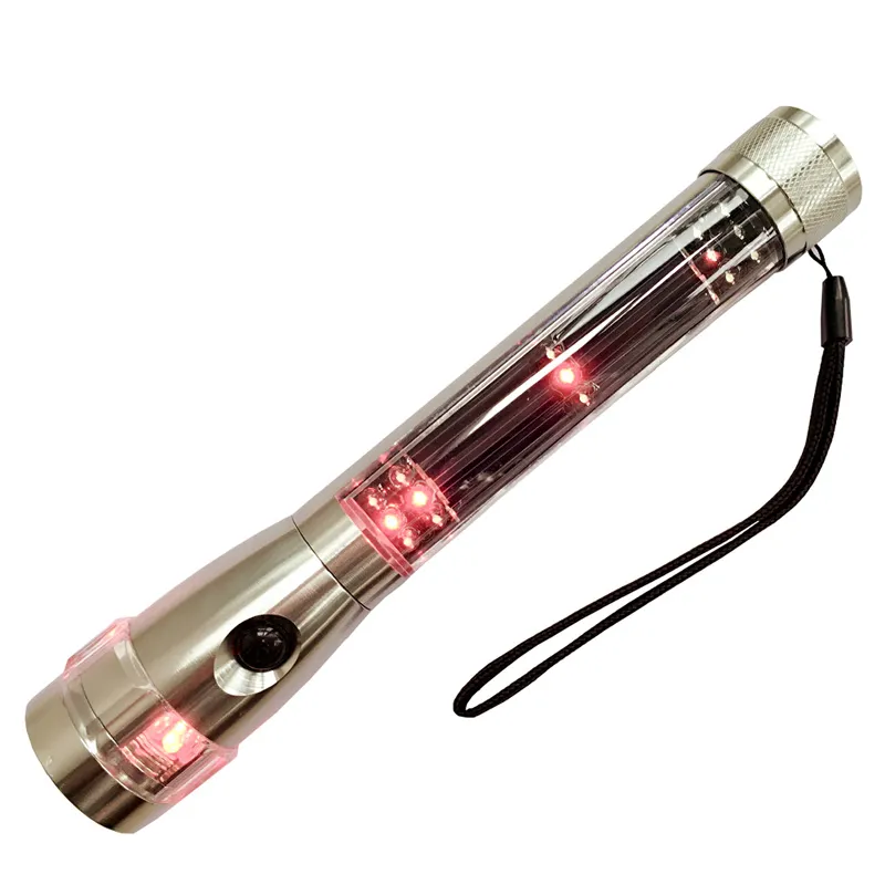 Portable Rechargeable Aluminum Solar LED Flashlight with Warning Light