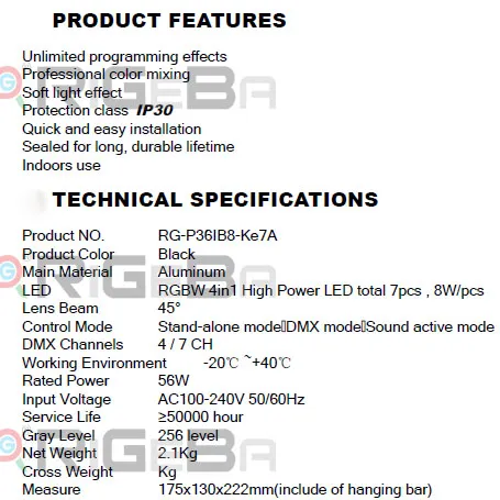 RGBW 4in1 7X8w PAR36 LED PAR Can Light for Indoor Stage